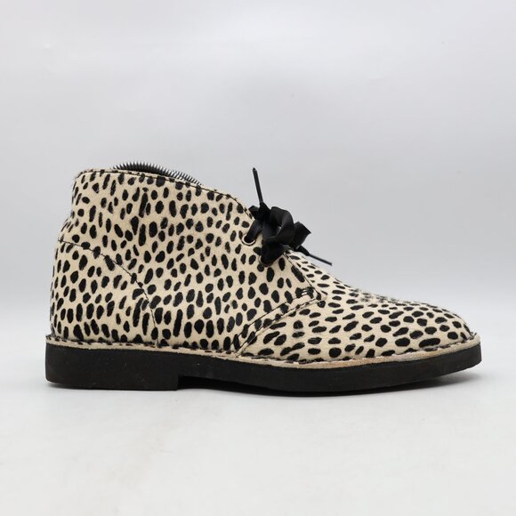 Clarks Leather Desert 2 Boots Women's Size 8.5 M Black White Calf Hair Chukka - Picture 1 of 12